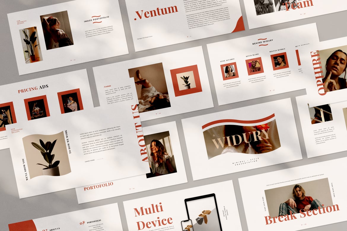 Template Presentasi Powerpoint Minimalis Widury