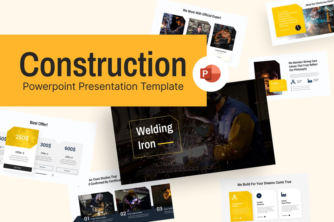 Template Presentasi PowerPoint Wielding Iron yang Modern dan Profesional
