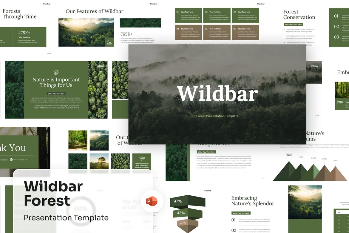 Template PowerPoint Hutan Wildbar yang Memukau