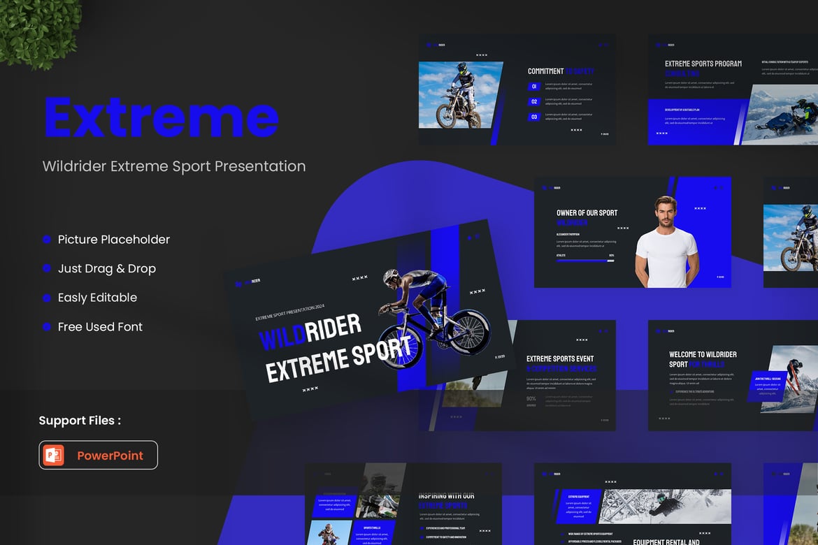 Template Presentasi PowerPoint Wildrider untuk Olahraga Ekstrem