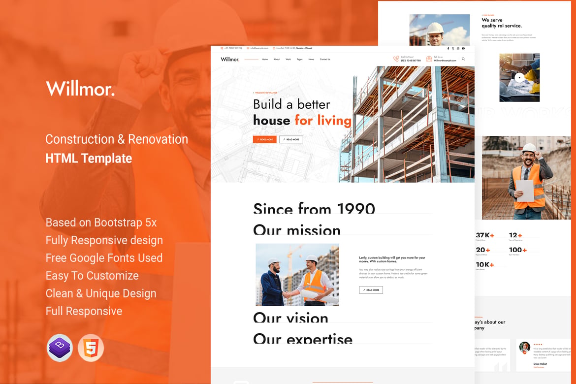 Willmor - Template Website Konstruksi & Renovasi yang Modern