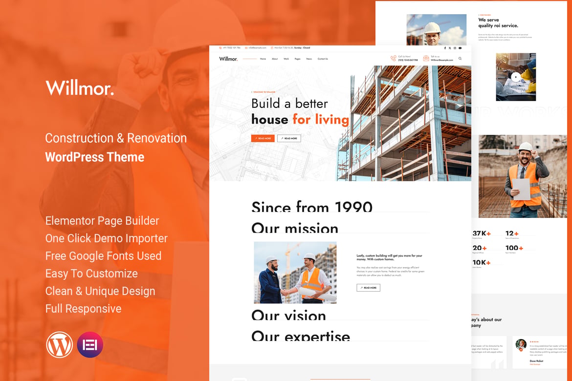 Willmor - Tema WordPress Konstruksi yang Modern dan Fleksibel