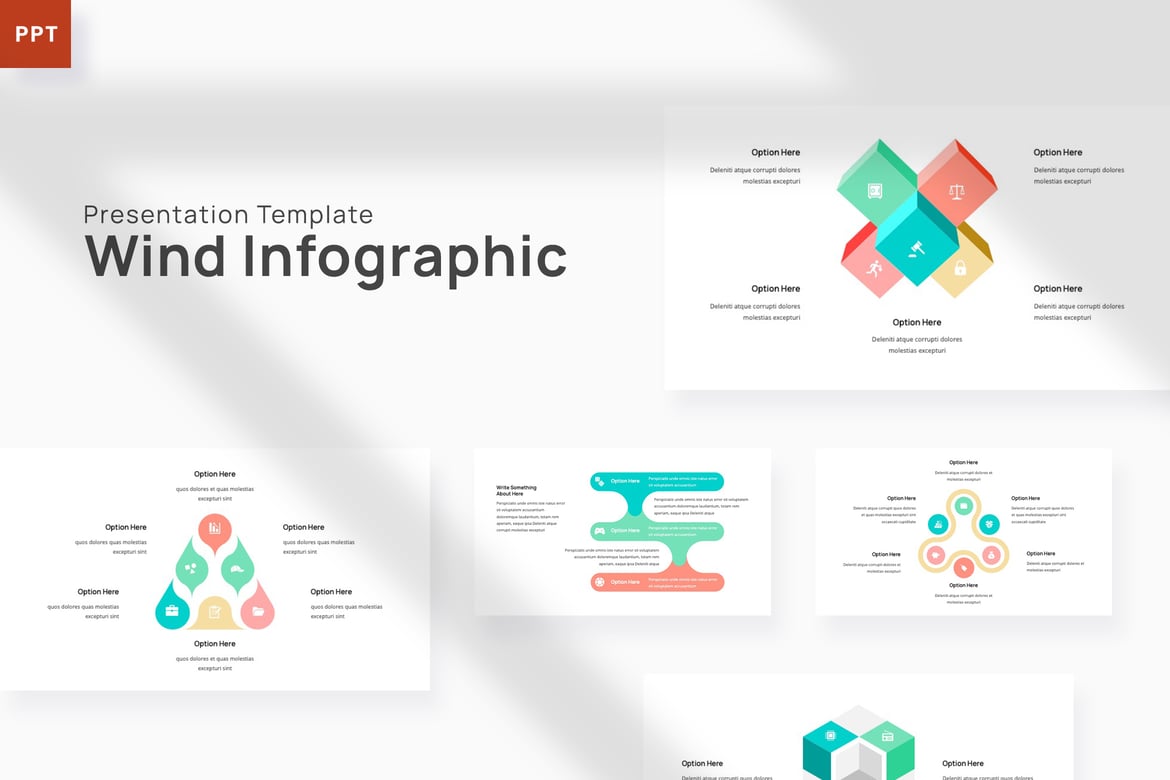 Template Presentasi PowerPoint Infografis Angin yang Menarik