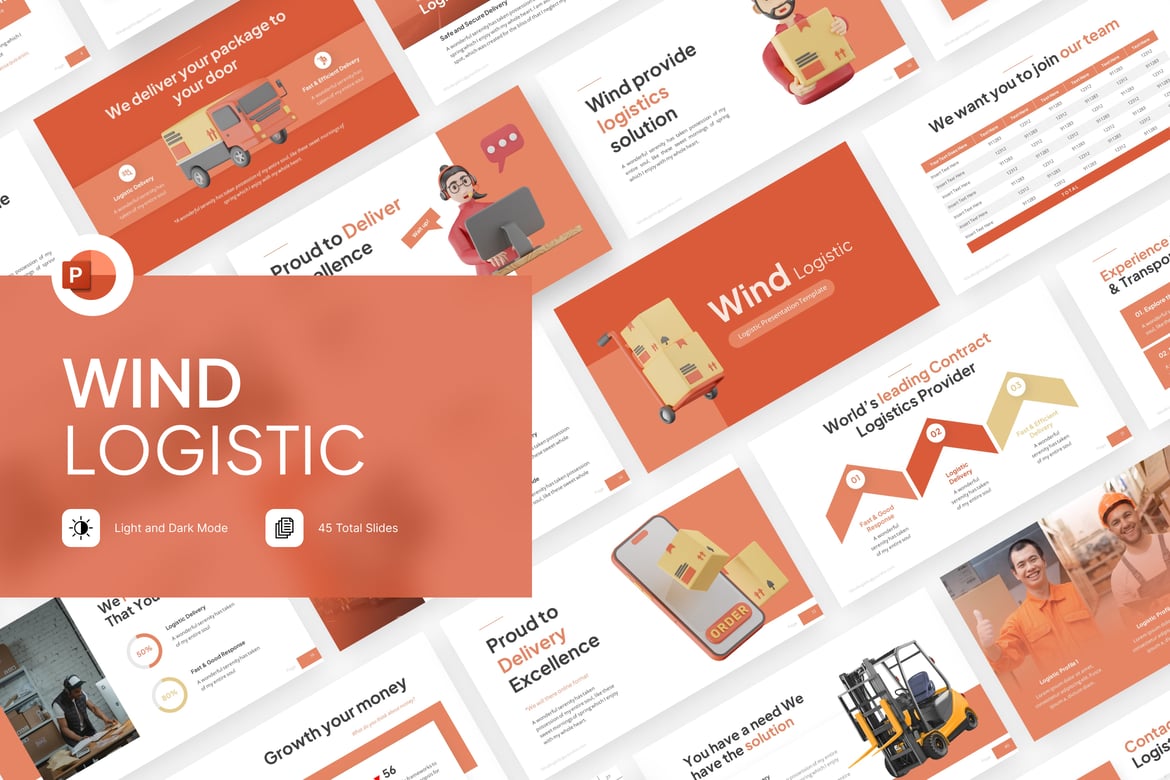 Template PowerPoint Logistik Angin yang Menarik dan Profesional