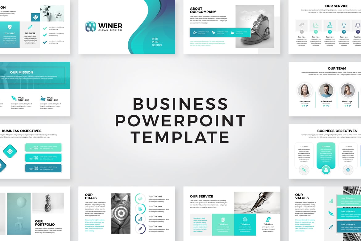 Template Presentasi PowerPoint Winer-Bisnis yang Modern dan Kreatif