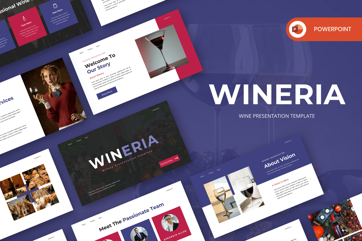 Wineria - Template PowerPoint Anggur yang Elegan dan Profesional