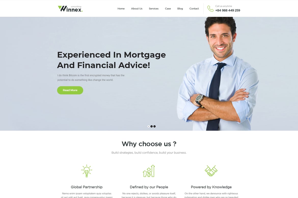 Winnex - Tema WordPress Konsultasi Bisnis yang Profesional