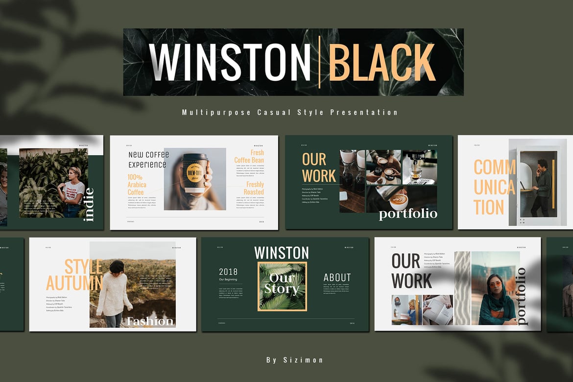 Template Powerpoint Presentasi Kreatif Winston
