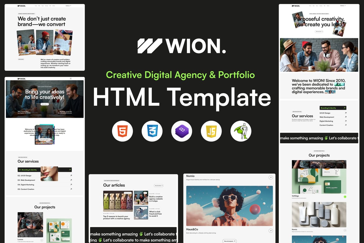 Wion - Template Website Kreatif untuk Agensi Digital Modern