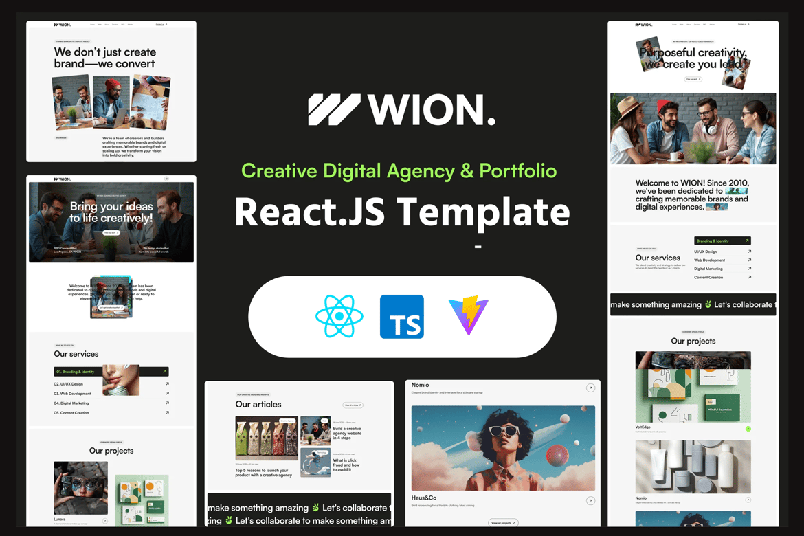 Wion - Template Website Kreatif untuk Agensi Digital Berbasis React JS