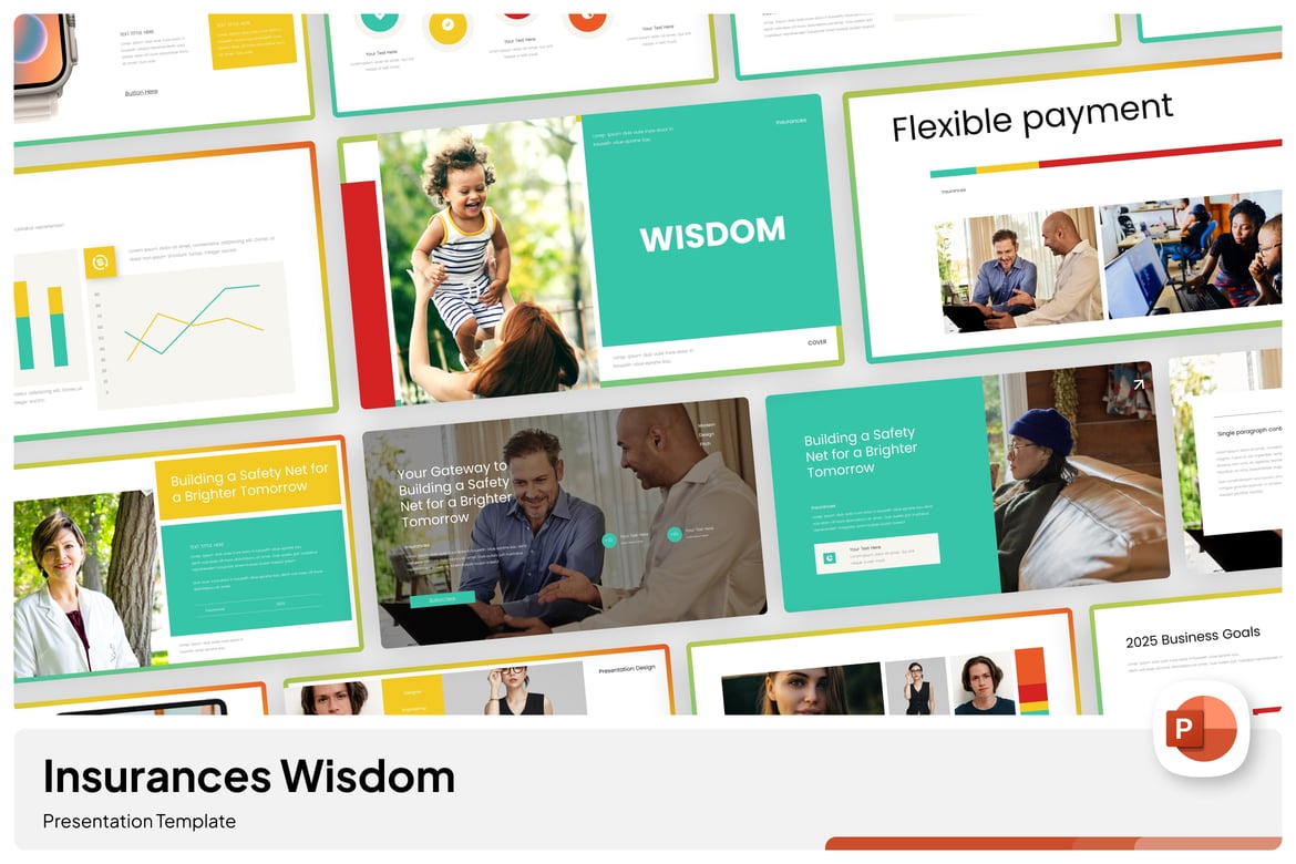 Template Presentasi PowerPoint Wisdom Insurances yang Menarik