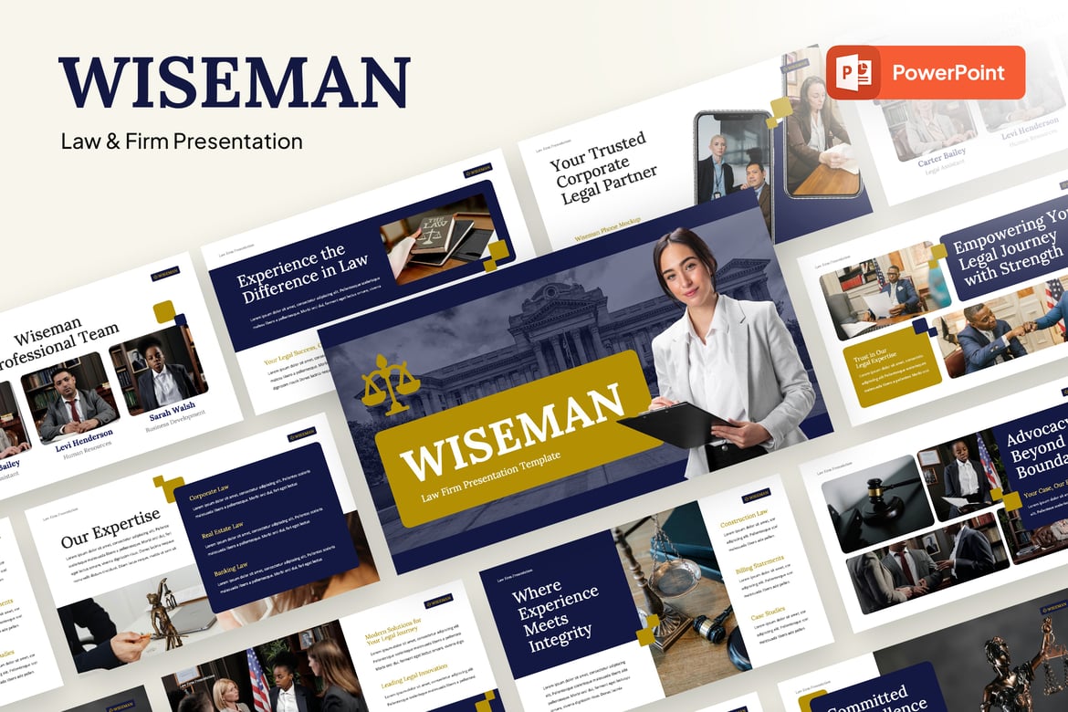 Template Presentasi PowerPoint Wiseman untuk Firma Hukum