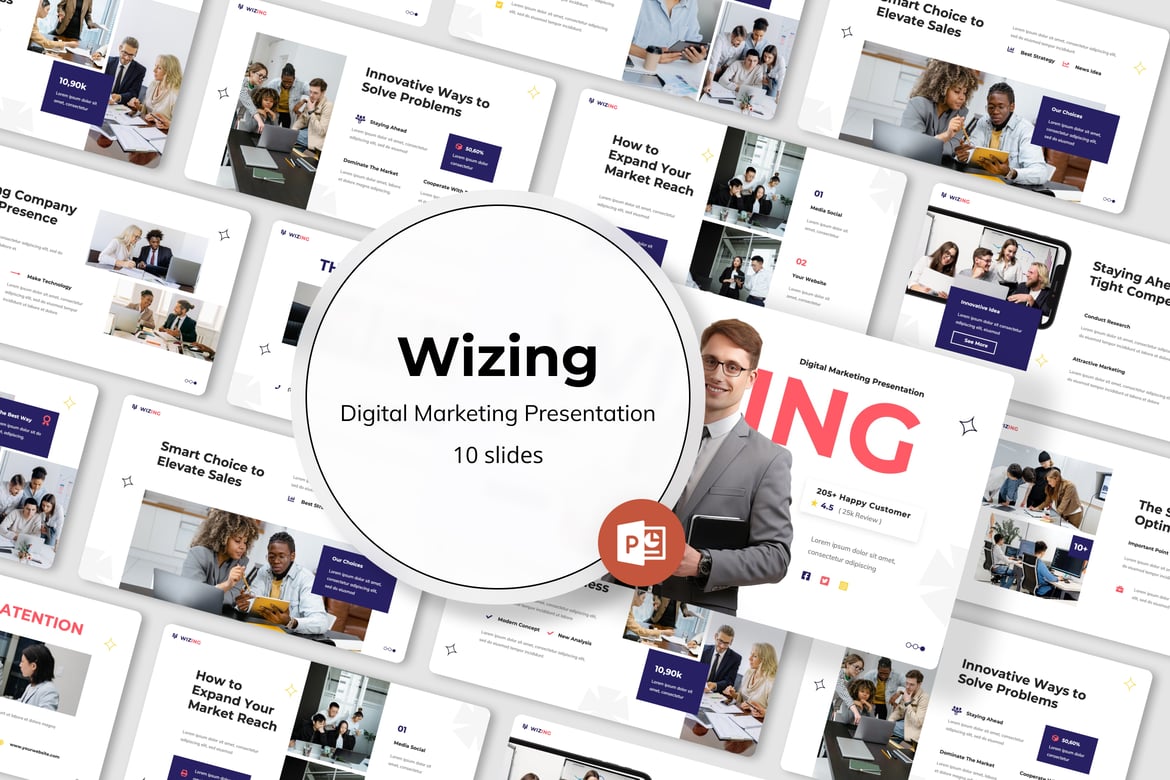 Wizing - Template PowerPoint Pemasaran Digital yang Memukau