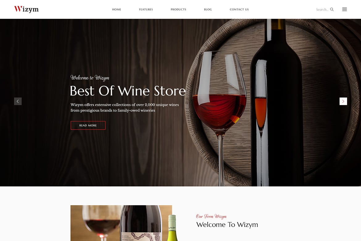 Wizym | Template Website Anggur & Winery yang Elegan