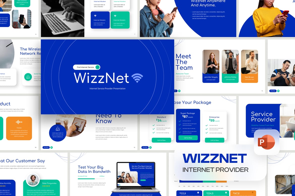 Template Presentasi PowerPoint WizzNet untuk Penyedia Internet