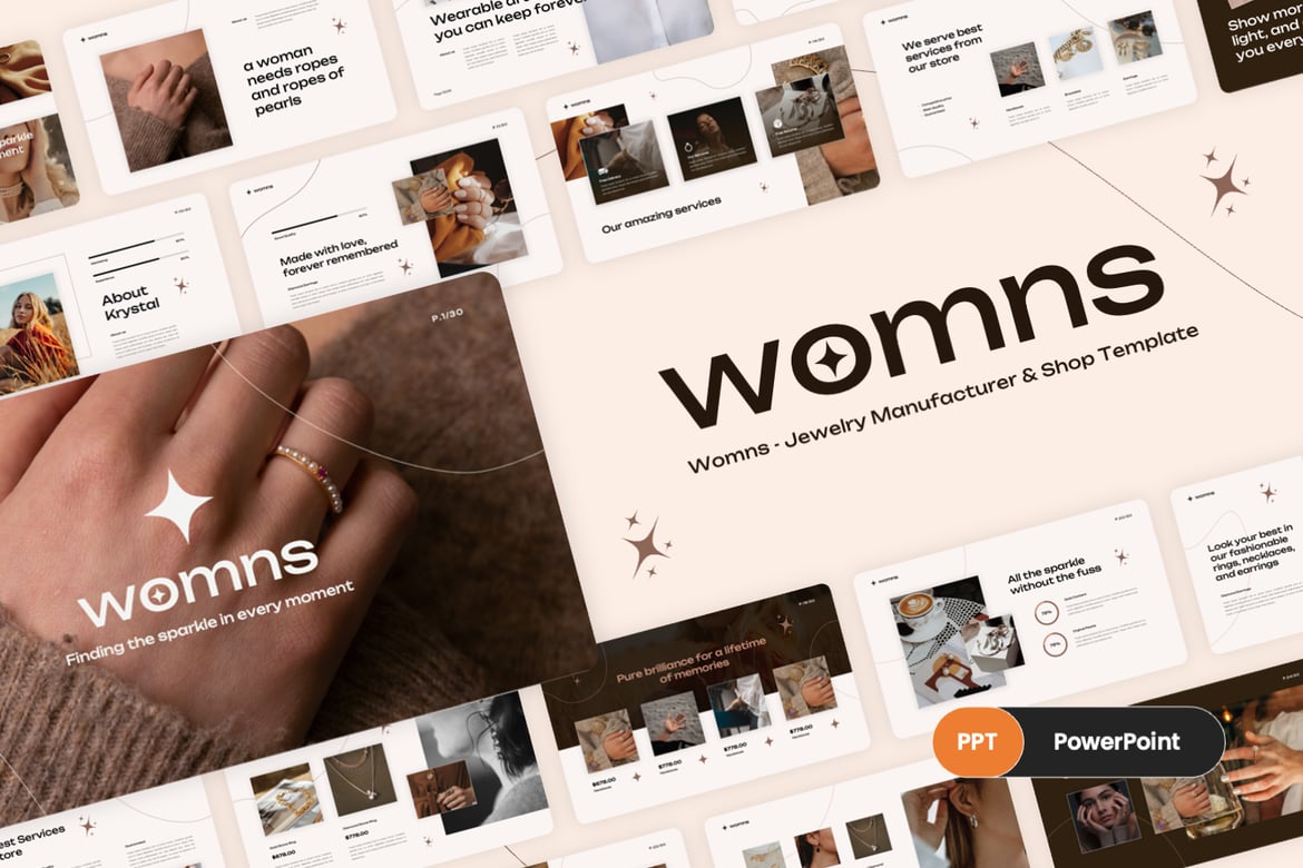 Template Presentasi PowerPoint untuk Produsen Perhiasan Wanita yang Menarik