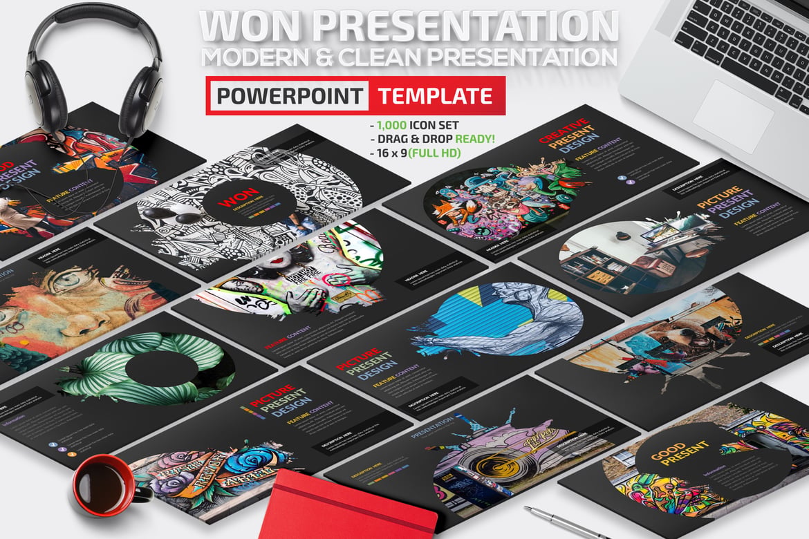Template Presentasi PowerPoint Won yang Menarik dan Profesional