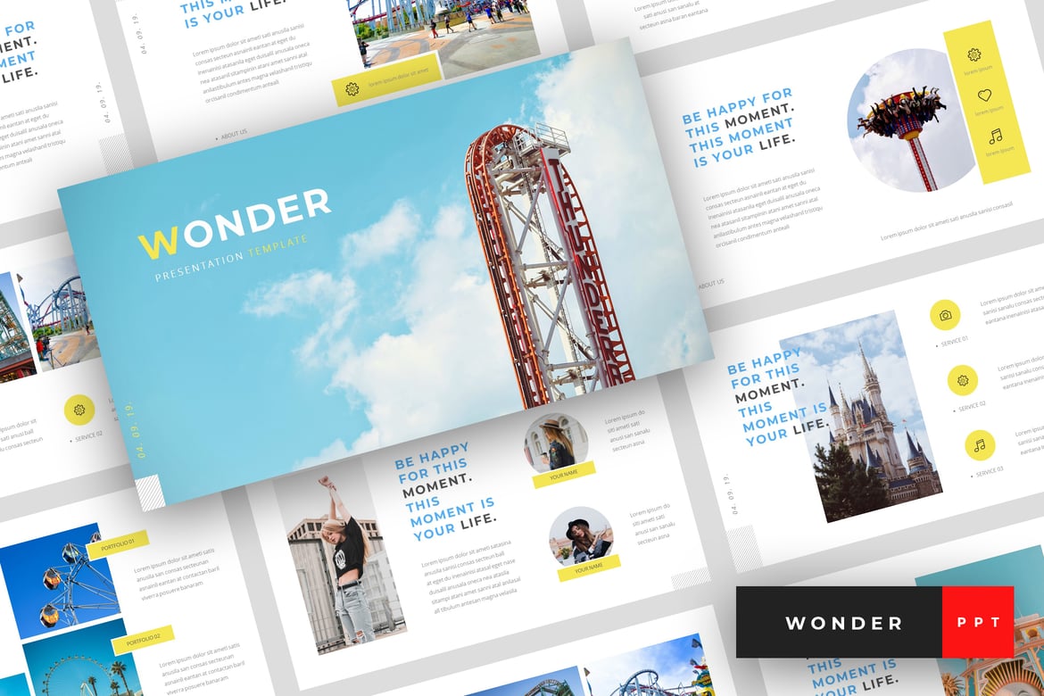 Wonder - Template Presentasi PowerPoint Taman Hiburan yang Menarik