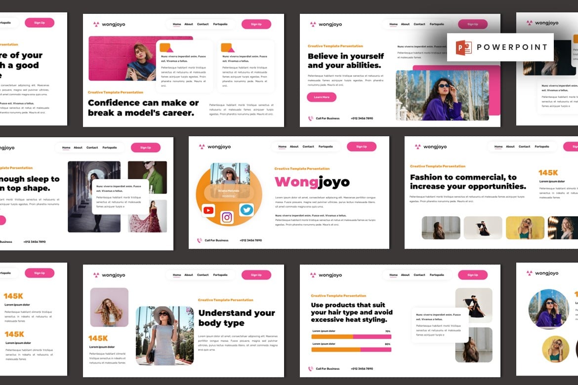 Template Powerpoint Wongjoyo - Desain Fashion dan Fotografi yang Menarik