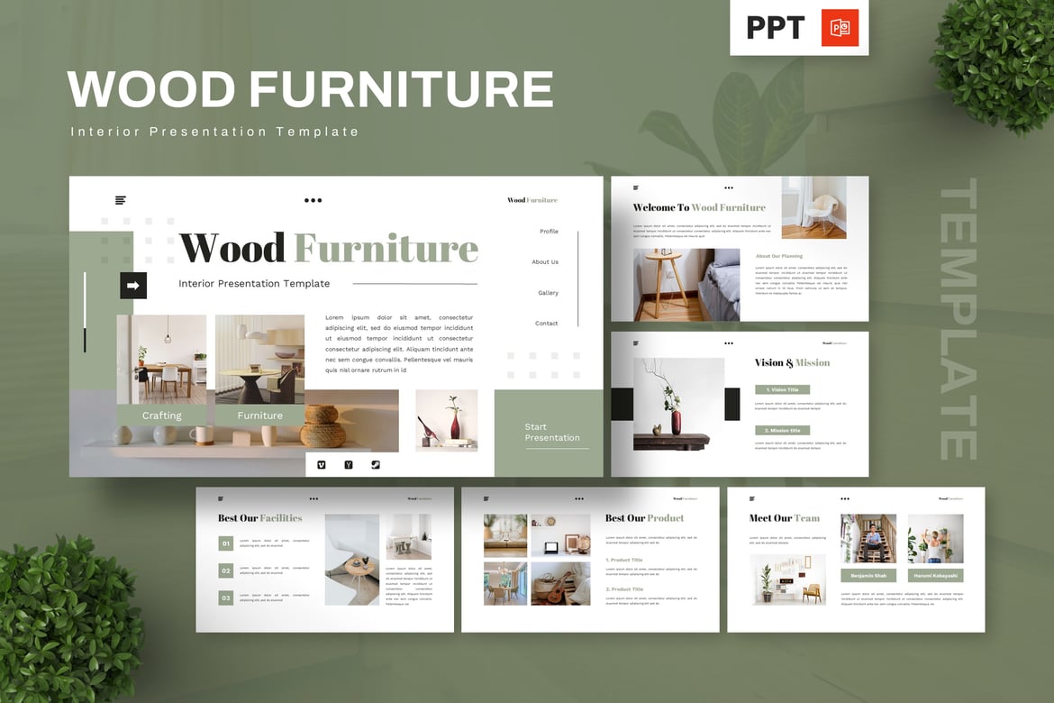 Template Presentasi Powerpoint Furniture Kayu untuk Interior