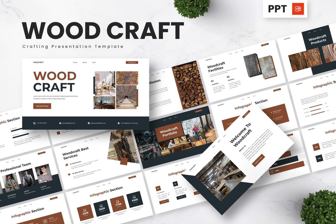 Template Powerpoint Woodcraft yang Menarik dan Kreatif