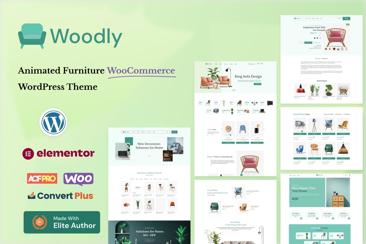 Woodly - Tema WordPress Furniture Animasi yang Menarik