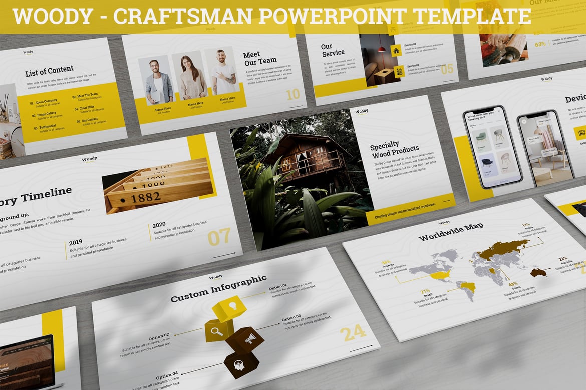 Template Presentasi Powerpoint Woody untuk Para Pengrajin