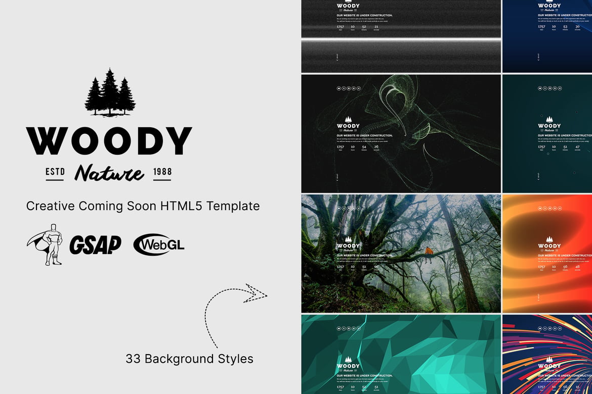 Woody - Template HTML5 Kreatif untuk Halaman Coming Soon