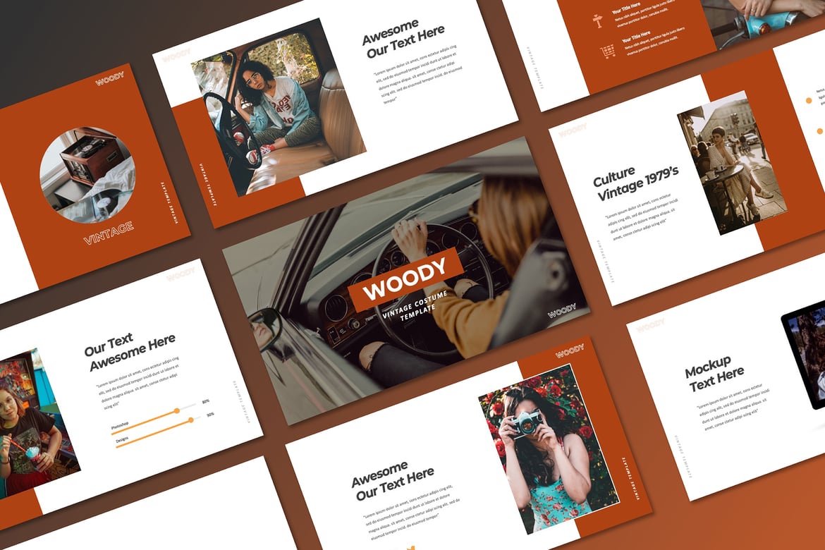 Template Presentasi PowerPoint Woody Vintage Minimalis yang Elegan