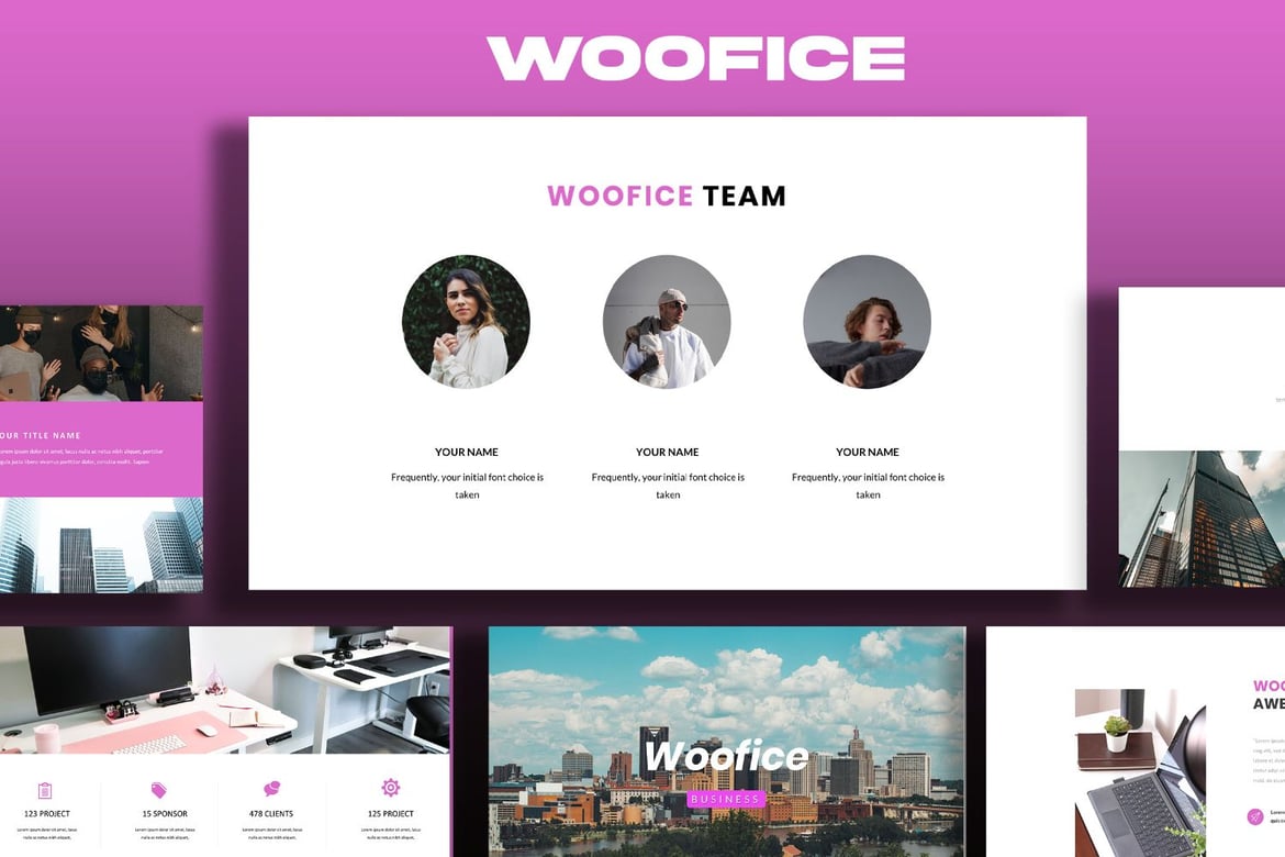 Template Presentasi PowerPoint Woofice untuk Bisnis Modern