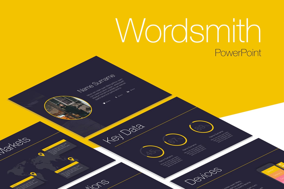 Template PowerPoint Wordsmith yang Profesional dan Menarik