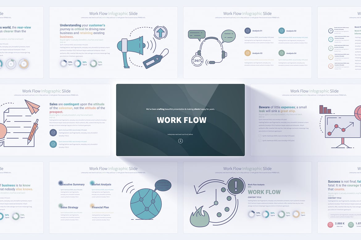 Template Presentasi PowerPoint Alur Kerja yang Menarik dan Profesional