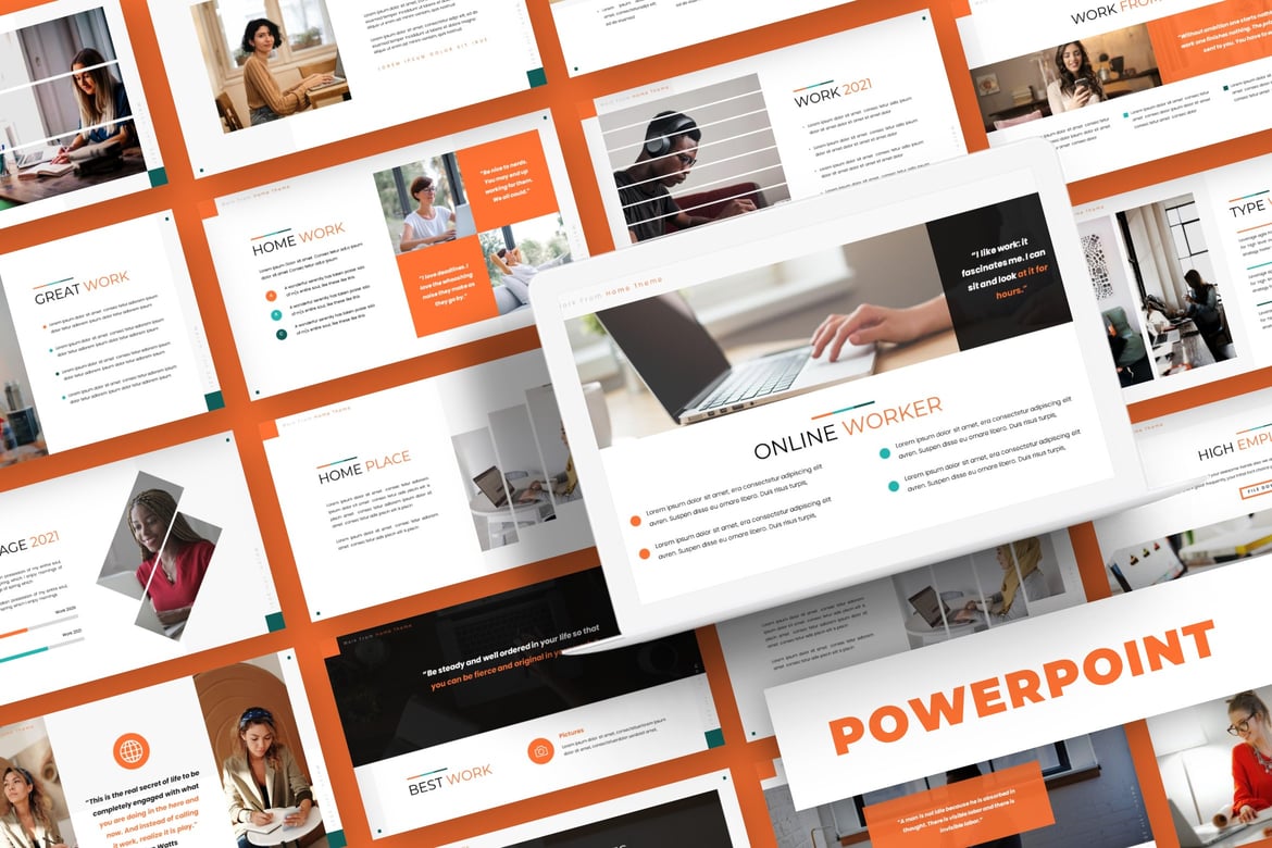 Template Presentasi PowerPoint Work Home yang Stylish dan Multifungsi