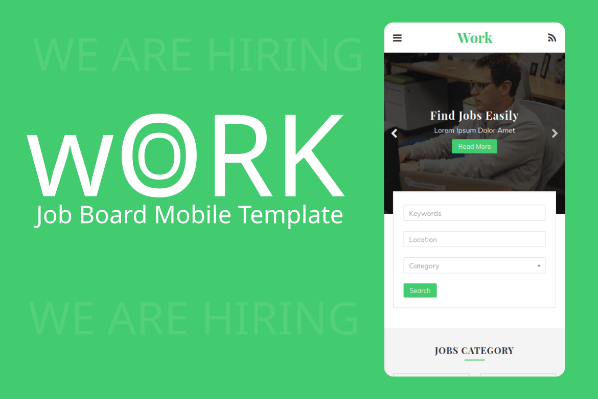 Template Website Mobile Papan Pekerjaan yang Modern dan Responsif