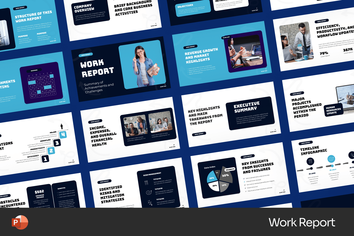 Template Presentasi PowerPoint Laporan Kerja yang Profesional