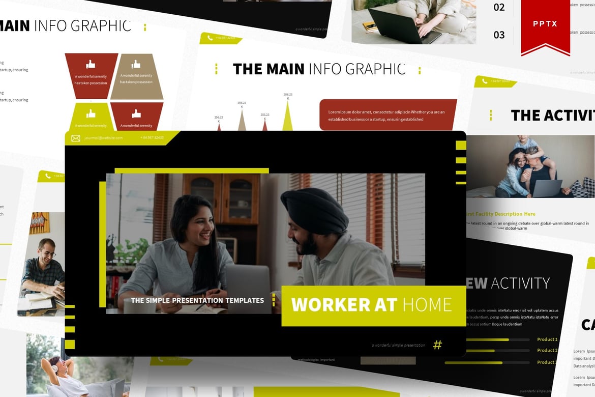 Template Presentasi PowerPoint: Pekerja di Rumah yang Menarik