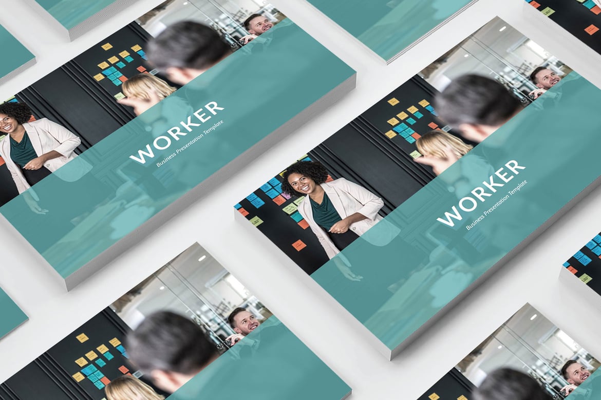Template Presentasi PowerPoint Bisnis Worker yang Stylish dan Minimalis
