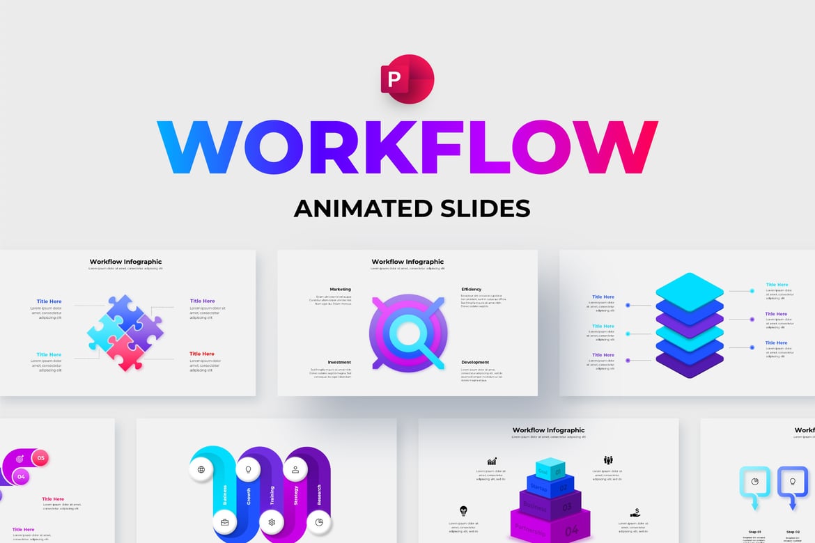 Template Presentasi PowerPoint Animasi Alur Kerja yang Menarik