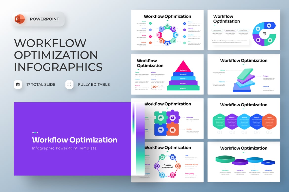 Template Presentasi PowerPoint Infografis untuk Optimalisasi Workflow