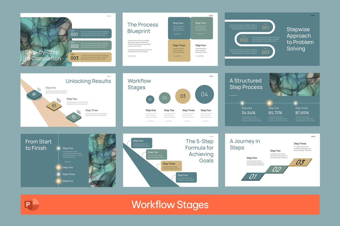Template PowerPoint Tahapan Workflow yang Menarik dan Efektif