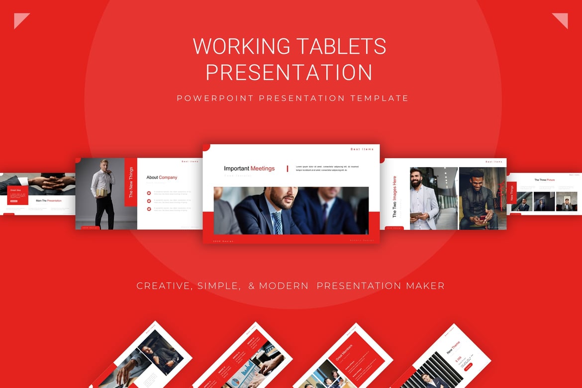 Template Presentasi Powerpoint - Working Tablets yang Menarik