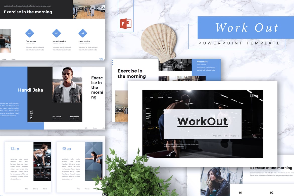 Template Presentasi PowerPoint WORKOUT - Gym & Kebugaran yang Menarik