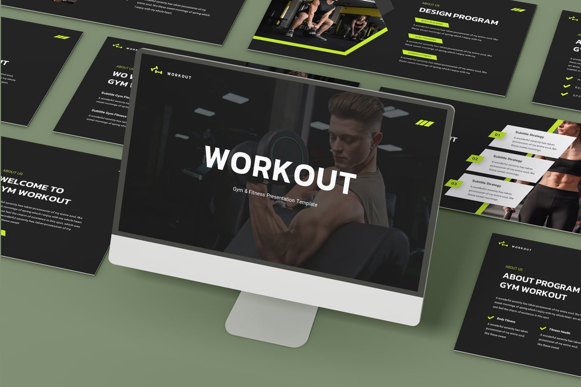 Template PowerPoint Workout - Gym & Fitness yang Menarik dan Profesional