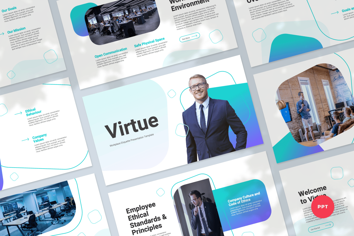 Template Presentasi PowerPoint Etika Kerja yang Modern