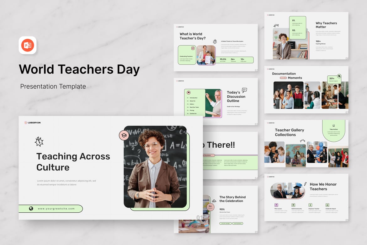 Template PowerPoint Hari Guru yang Inspiratif