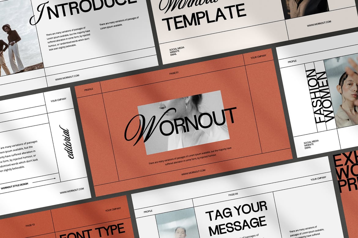 Wornout - Template Presentasi PowerPoint Modern dan Elegan