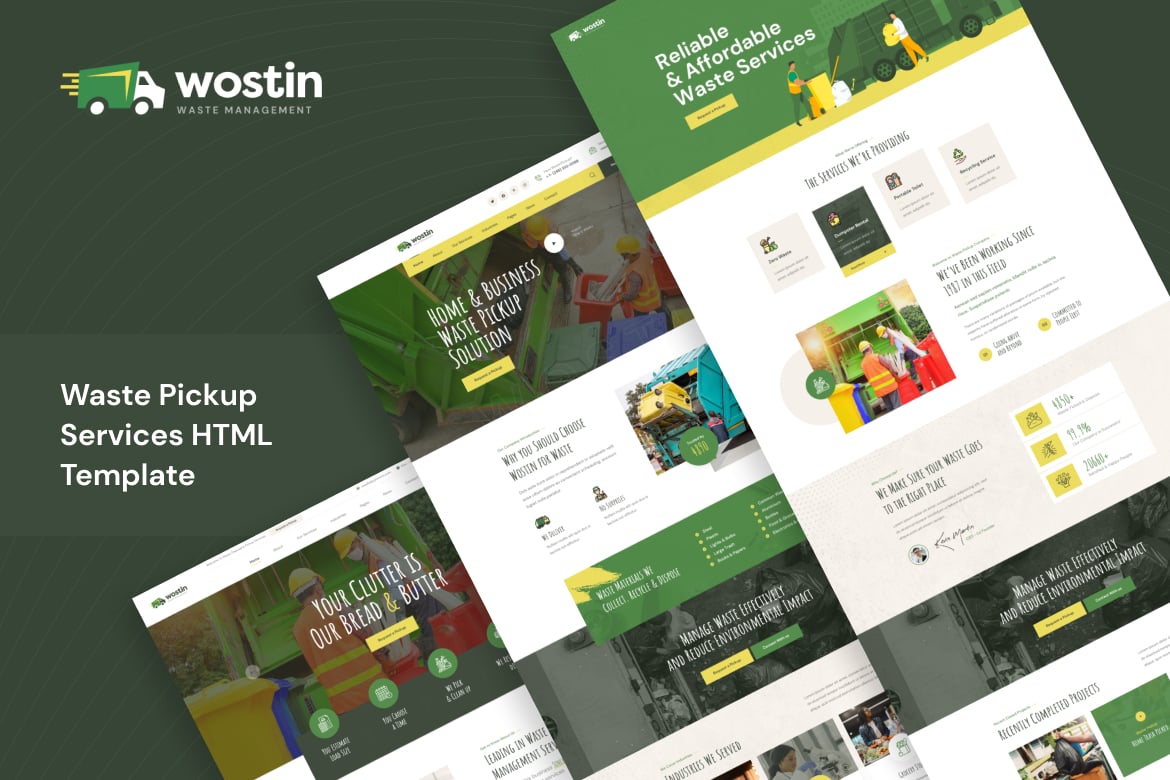 Wostin - Template Website Layanan Pengangkutan Sampah yang Profesional