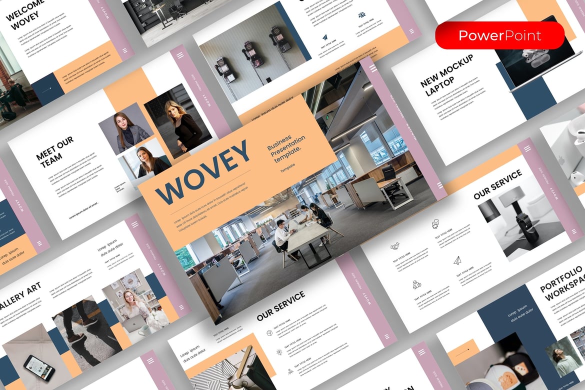 Template Presentasi PowerPoint Wovey untuk Bisnis yang Menarik