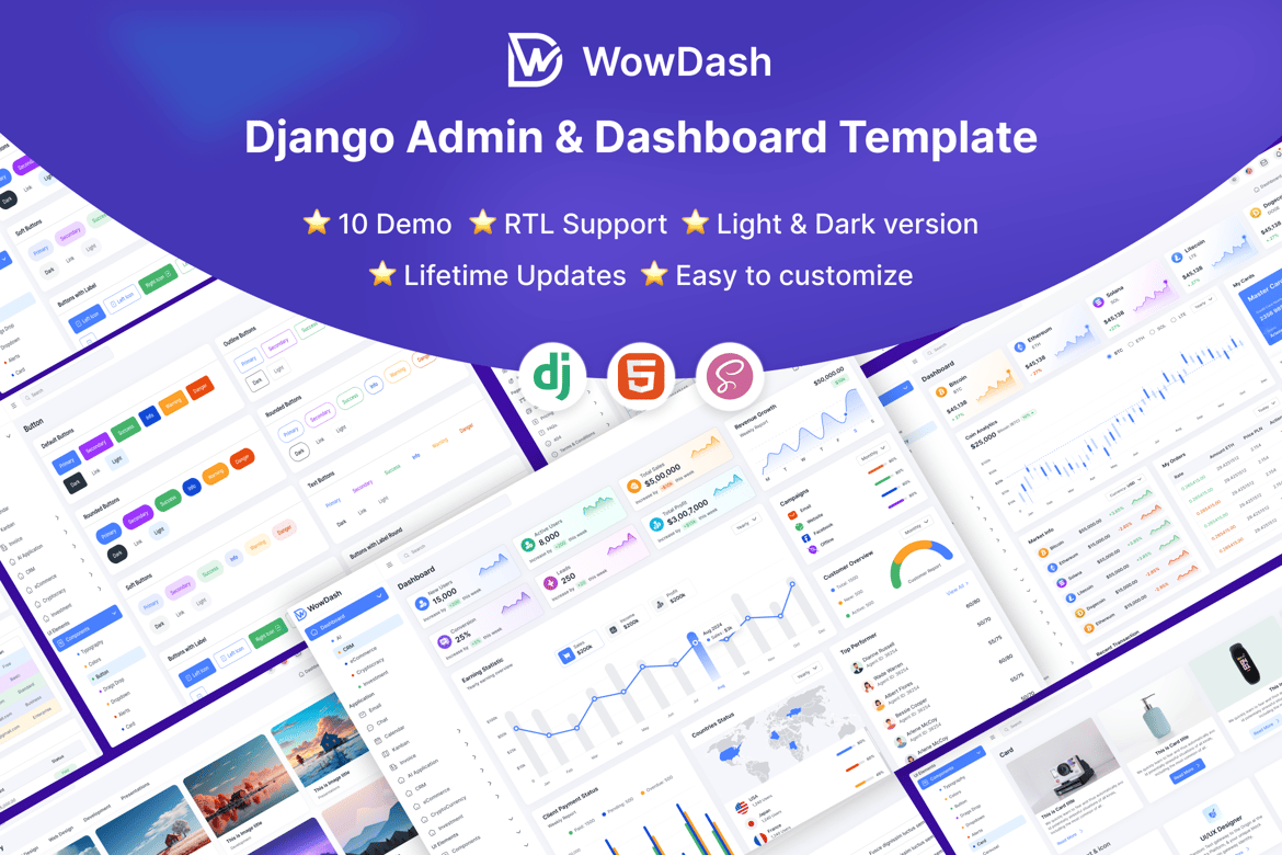 WowDash – Template Website Admin Dashboard Serbaguna dengan Django 5