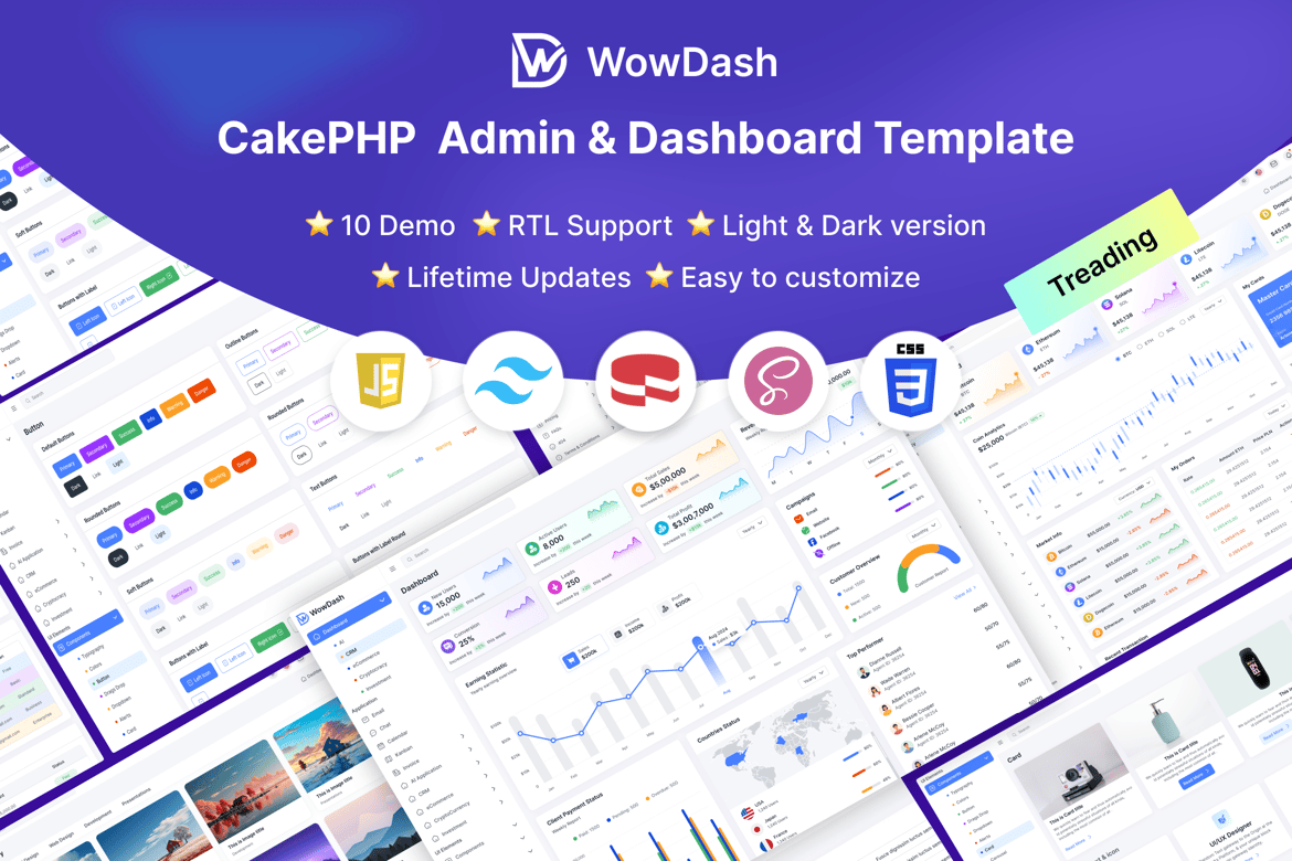 Template Admin Dashboard WowDash Berbasis Tailwind CSS untuk CakePHP
